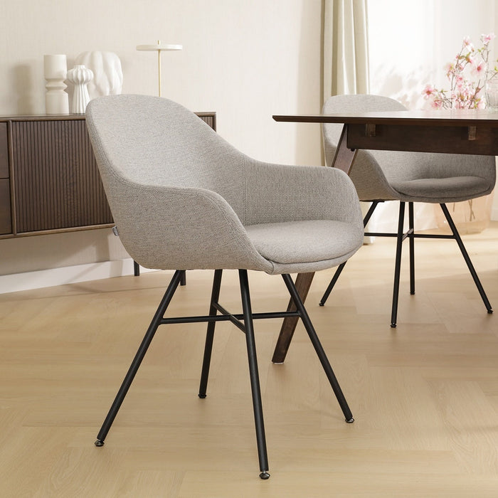 Nolon Noa-Mae Eetkamerstoel Warm Grijs - Armleuning - Zwarte Poten