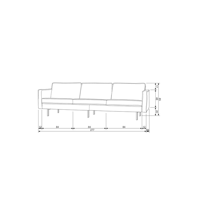 WOOOD Bank 3-Zits Rodeo - Structure Velvet - Bonsai - 85x277x86