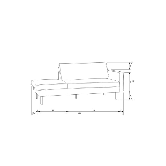 WOOOD Daybed Right Rodeo - Structure Velvet - Frost - 85x203x86