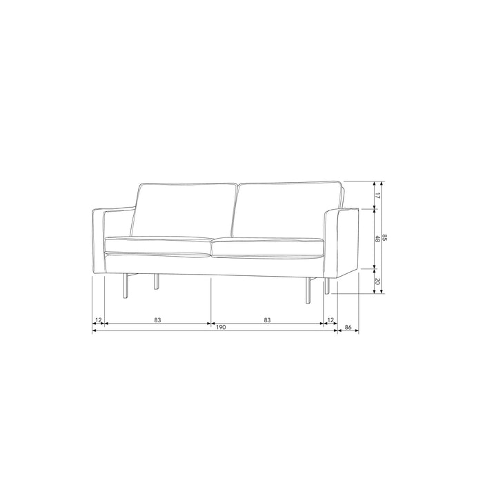 WOOOD Bank 2,5-Zits Rodeo - Structure Velvet - Frost - 85x190x86