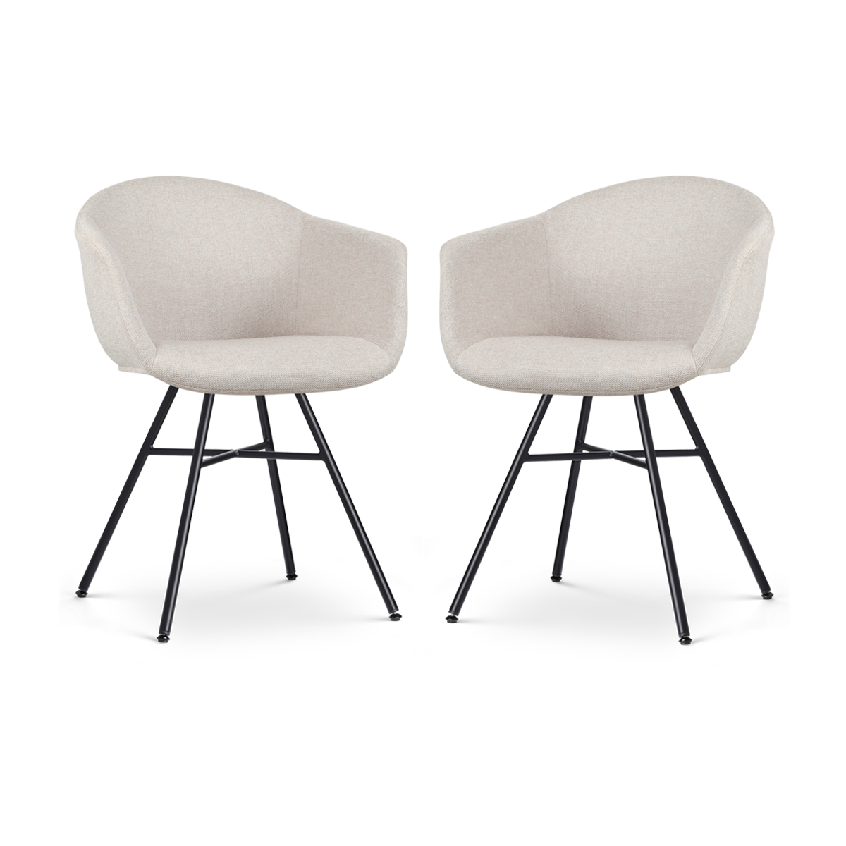 Nolon Noa-Otis Eetkamerstoelen Set van 2 - Beige - Zwarte Poten