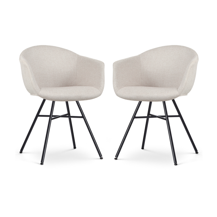 Nolon Noa-Otis Eetkamerstoelen Set van 2 - Beige - Zwarte Poten