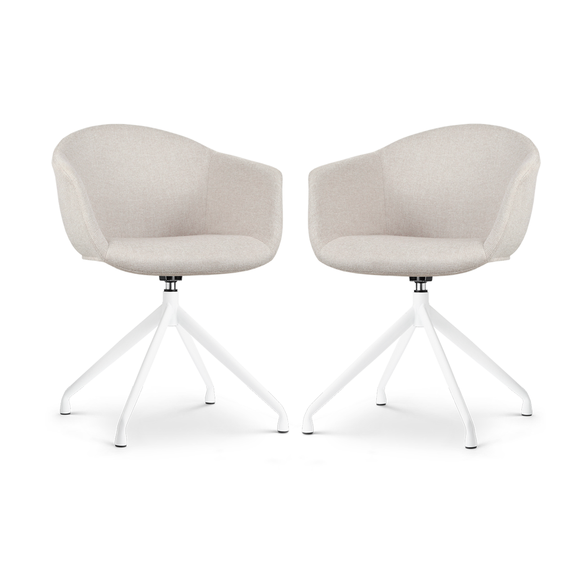 Nolon Nola-Otis Draaibare Eetkamerstoelen Set - Beige - Wit