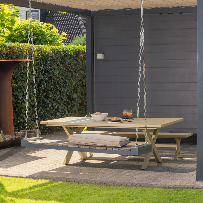 WOOOD Delta Picknickbank Aluminium - Groen / Zand