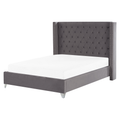 Beliani - LUBBON - Tweepersoonsbed - Grijs - 160 x 200 cm - Fluweel