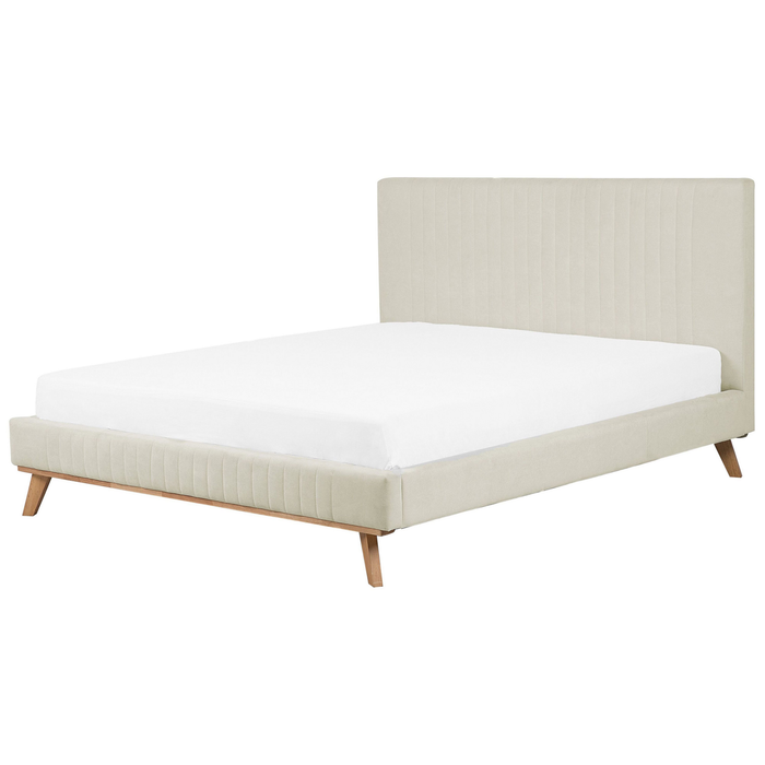 Beliani-TALENCE -Tweepersoonsbed-Lichtbeige-180 x 200 cm-Chenille