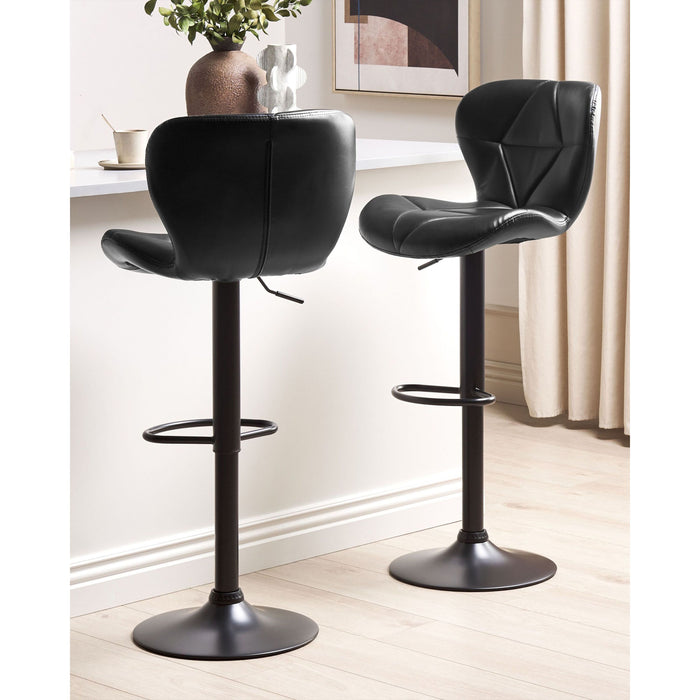 Beliani - VALETTA II - Barkruk set van 2 - Zwart - Kunstleer