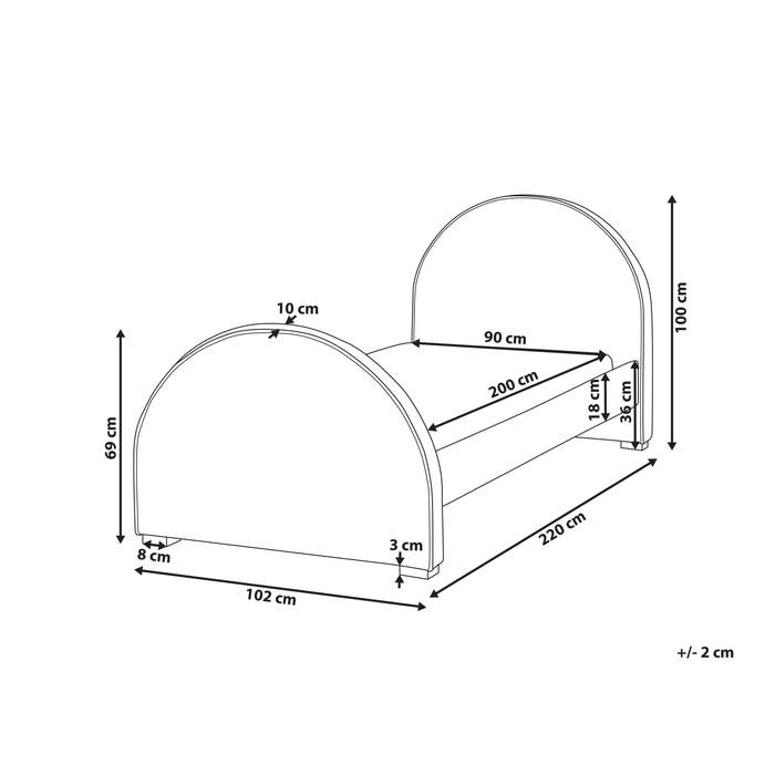Beliani - NOZAY - Eenpersoonsbed - Pastelroze - 90 x 200 cm - Fluweel
