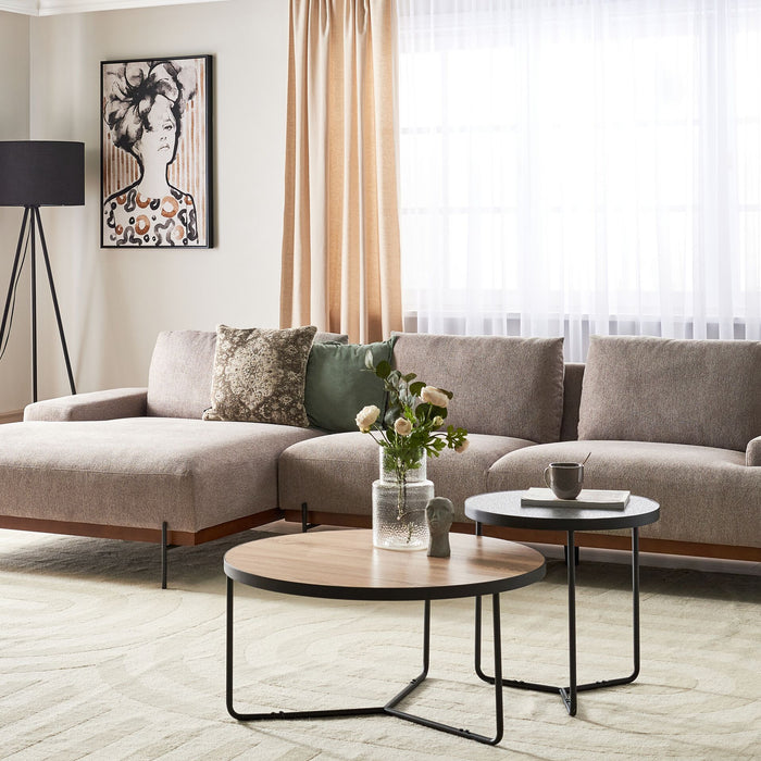 Beliani - MARIFERD - Hoekbank - Lichtbruin - Rechtszijdig - Polyester