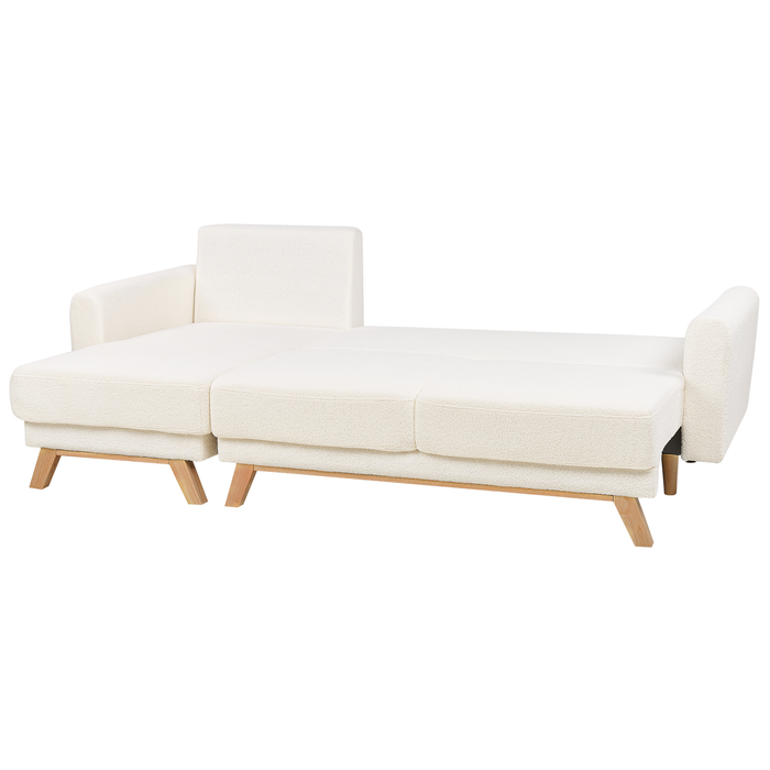Beliani - SIRO - Slaapbank - Gebroken wit - Rechtszijdig - Bouclé