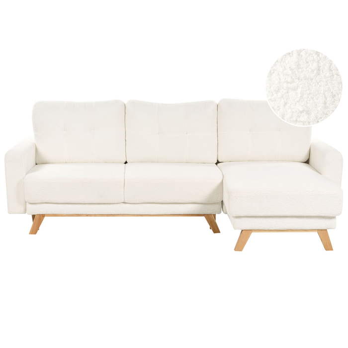 Beliani - SIRO - Slaapbank - Gebroken wit - Linkszijdig - Bouclé