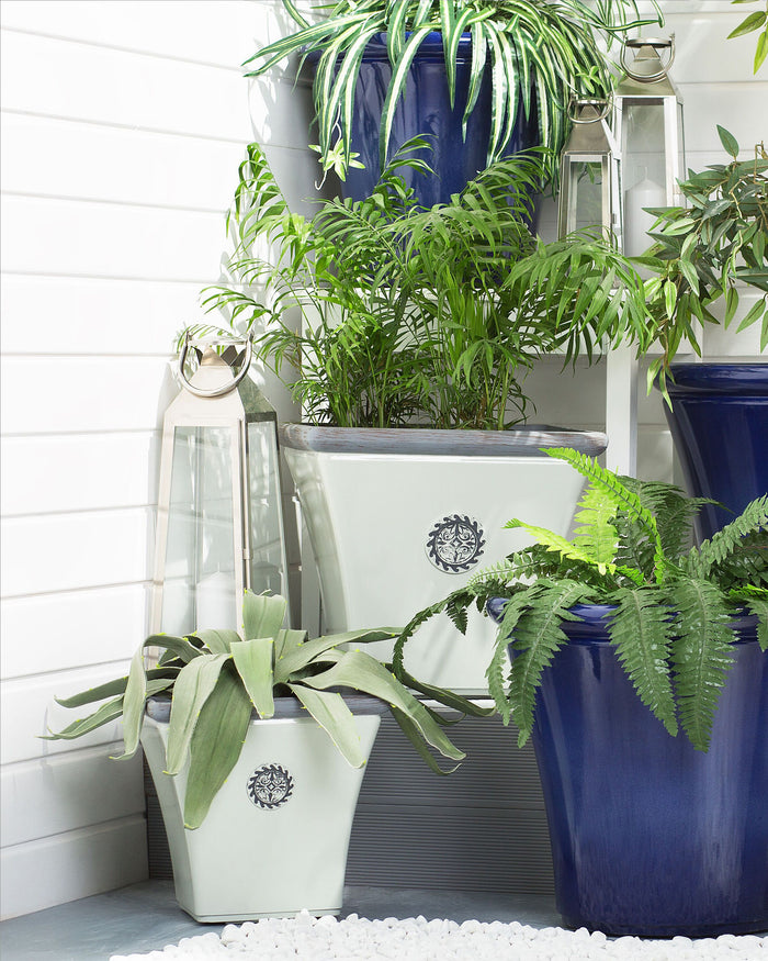 Beliani-ELATEIA II-Bloempot set van 2-Wit-43 cm-Klei-vezelmengsel