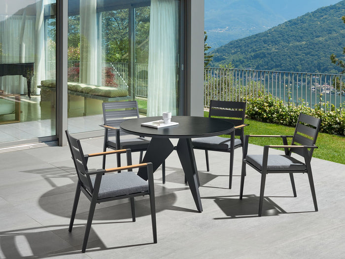Beliani - OLMETTO - Tuintafel - Zwart - 110 x 83 cm - Aluminium
