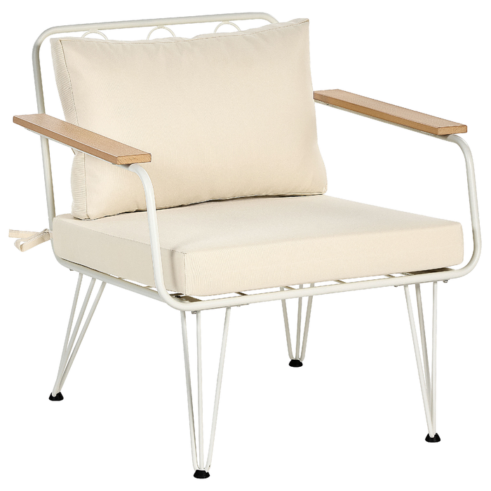 Beliani - MONTESILVANO - Loungeset voor 4 - Wit met Beige - Staal