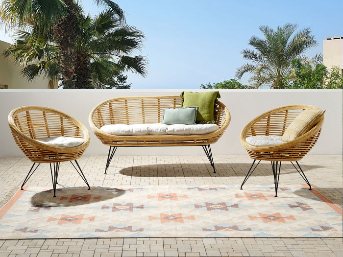 Beliani - MARATEA - Loungeset 4-zits - Lichtbeige - Rotan