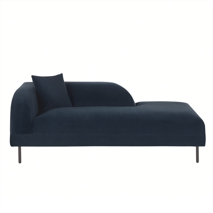 Beliani-LE CRAU-Chaise longue-Donkerblauw-Linkerzijde-Fluweel