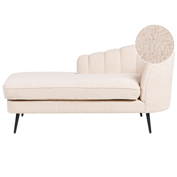 Beliani - ALLIER - Chaise longue - Lichtbeige - Rechterzijde - Bouclé