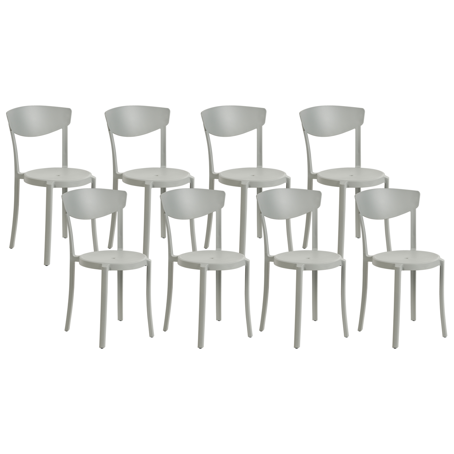 Beliani-VIESTE -Tuinstoel set van 8-Lichtgrijs-Synthetisch materiaal