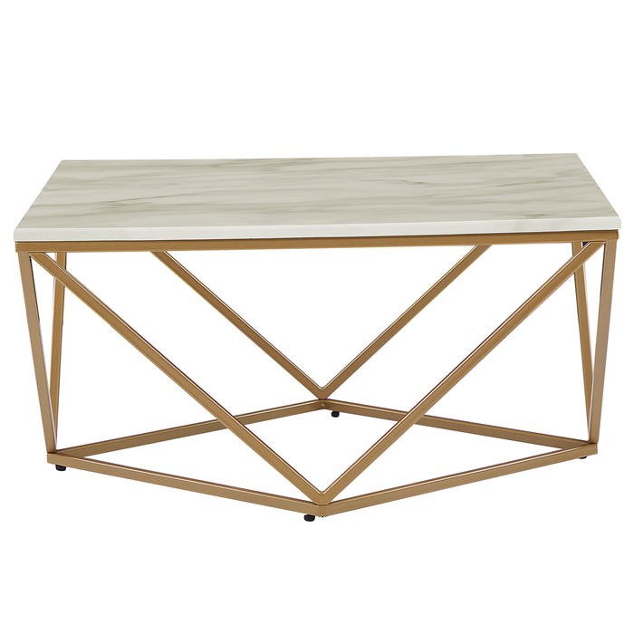 Beliani - MALIBU - Salontafel - Beige|Goud - MDF