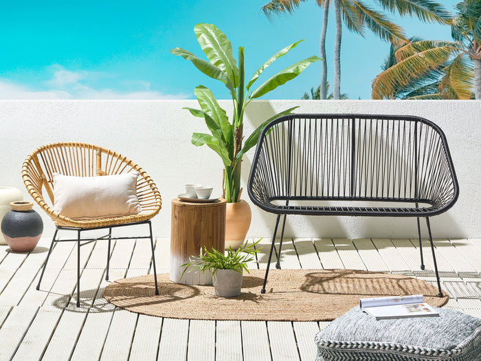 Beliani - ACAPULCO - Tweezitsbank - Zwart - PE rotan