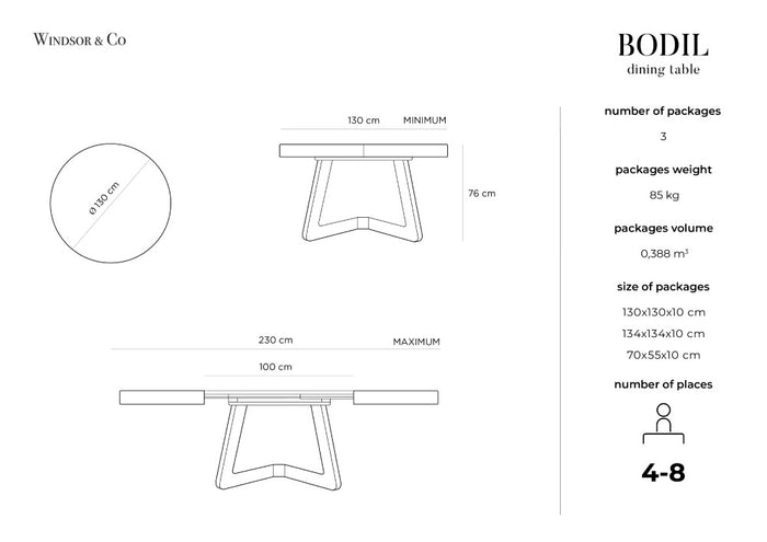 Windsor & Co Bodil Eettafel Uitschuifbaar Ø 130/230 cm - Naturel Eiken