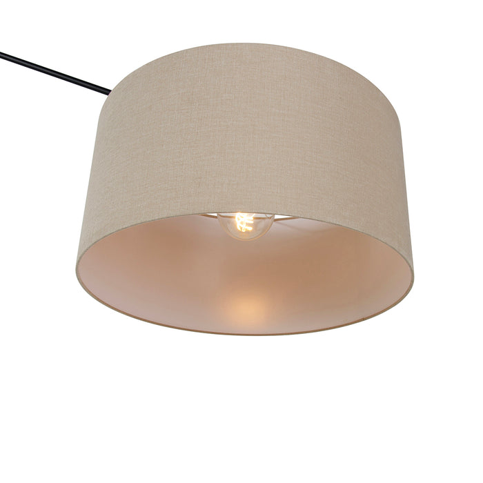 QAZQA Vloerlamp zwart met kap lichtbruin 50 cm verstelbaar - Editor