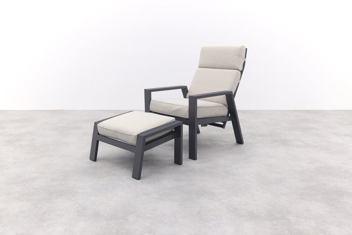 Garden Impressions Max loungestoel + voetenbank - Carbon black|Sand