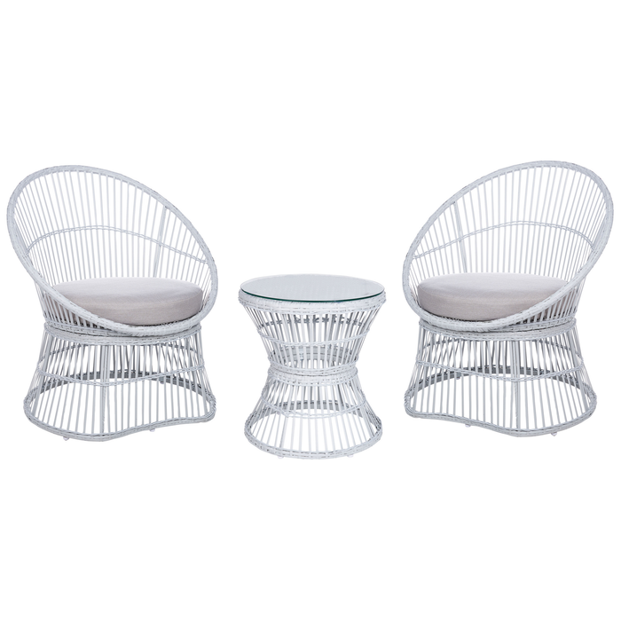 Beliani - MESYNA - Bistro set - Wit - Rotan