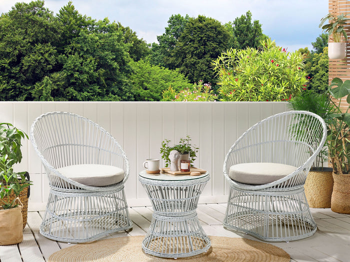 Beliani - MESYNA - Bistro set - Wit - Rotan