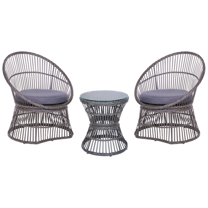 Beliani - MESYNA - Bistro set - Beige - PE rotan
