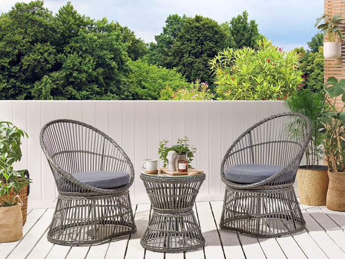 Beliani - MESYNA - Bistro set - Beige - PE rotan