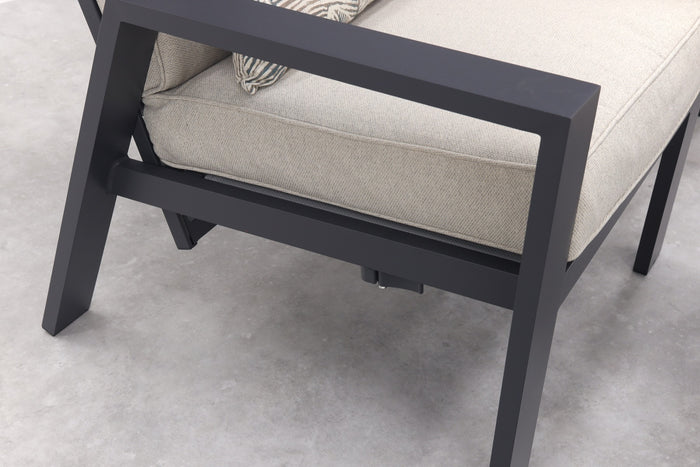 Garden Impressions Max loungestoel + voetenbank - Carbon black|Sand
