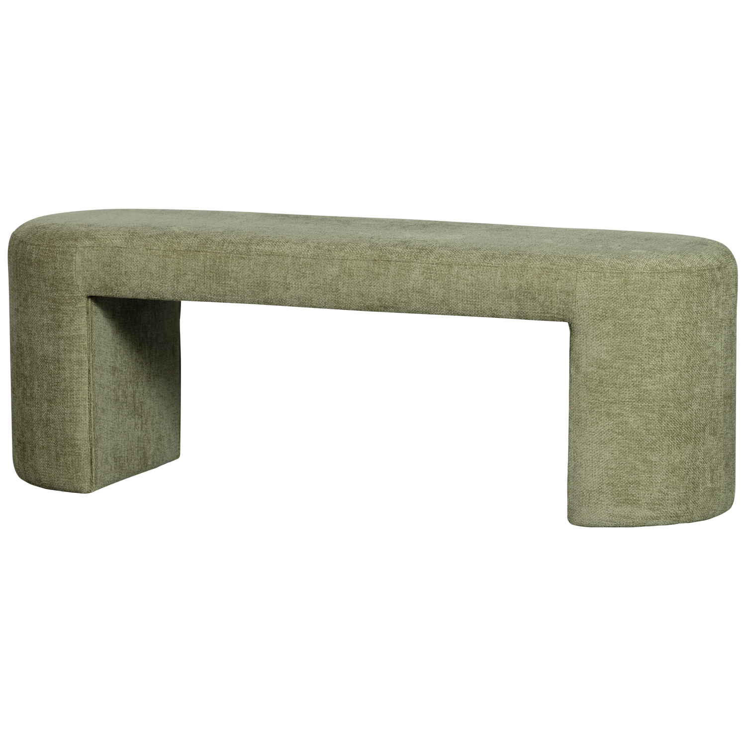 WOOOD Jacob Bankje - Chenille - Olive Green - 46x130x46