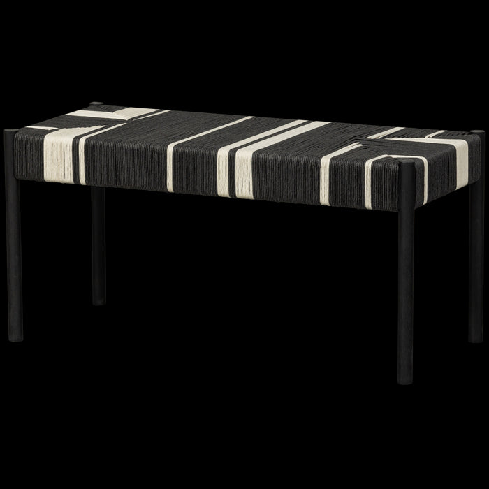 WOOOD Jessy Bankje - Mangohout|Koord - Zwart|Wit - 44x90x40