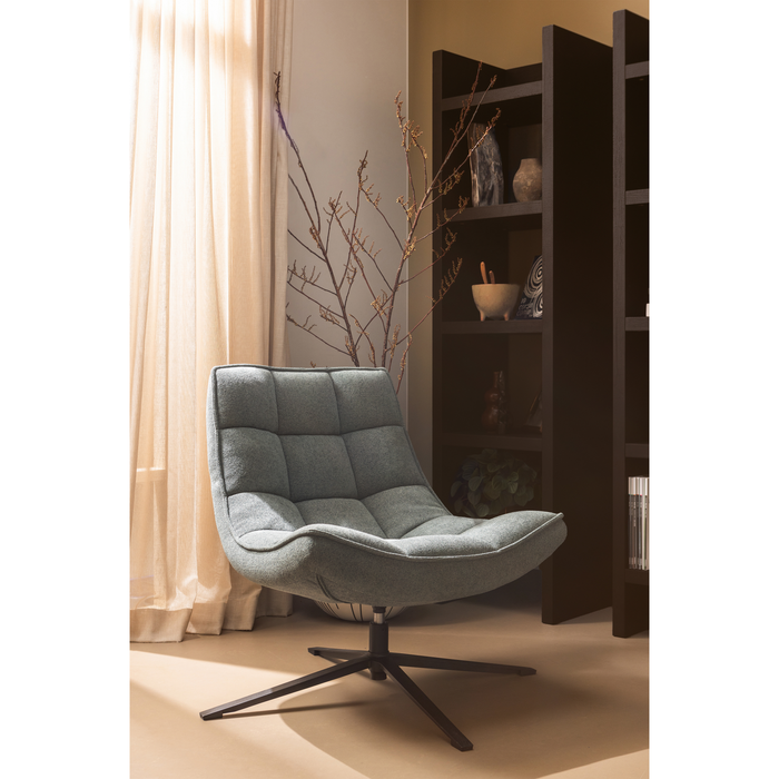 WOOOD Maudi Draaifauteuil - Polyester - Blue Stone - 84x74x86