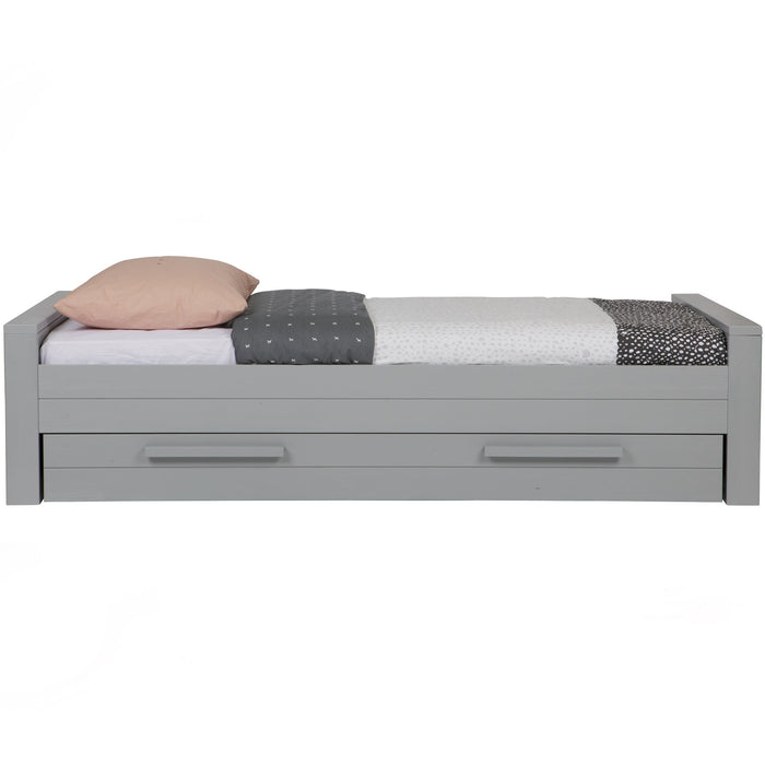 WOOOD Dennis Bed Incl. Lade|Lattenrol - Betongrijs - 53x219x95