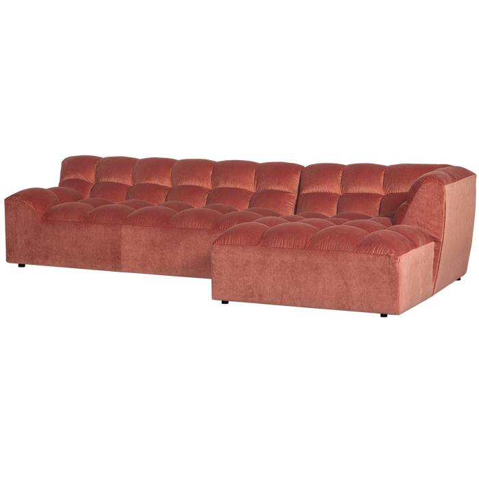WOOOD Allure Chaise Longue Bank Rechts - Fluweel - Blush - 79x324x165