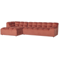 WOOOD Allure Chaise Longue Bank Links - Fluweel - Blush - 79x324x165