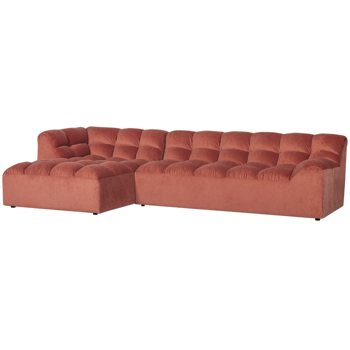WOOOD Allure Chaise Longue Bank Links - Fluweel - Blush - 79x324x165