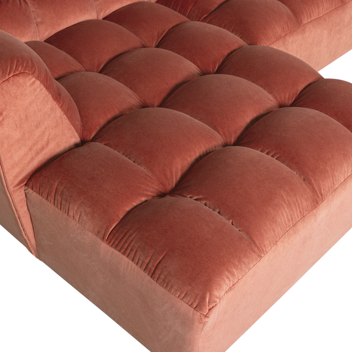 WOOOD Allure Chaise Longue Bank Links - Fluweel - Blush - 79x324x165