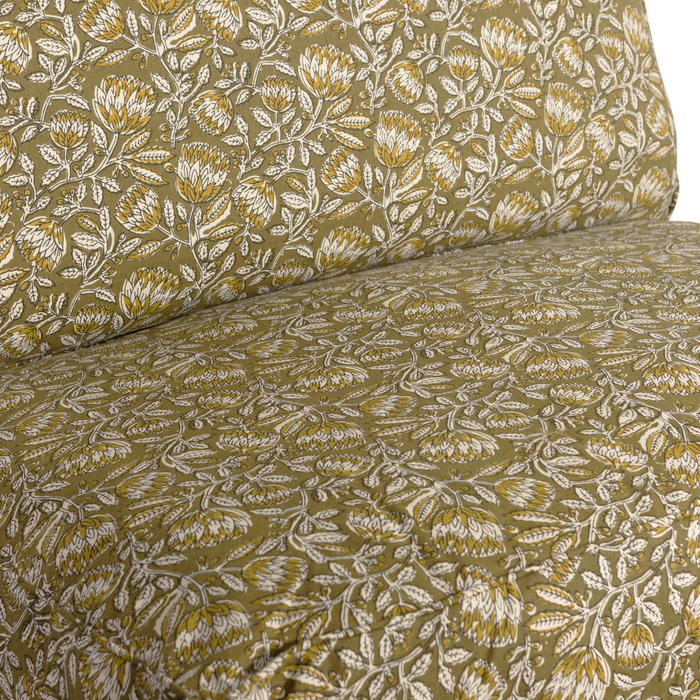 WOOOD Bloom Zit-|Rugkussen - Katoen - Groen - 90x40x14|90x80x14