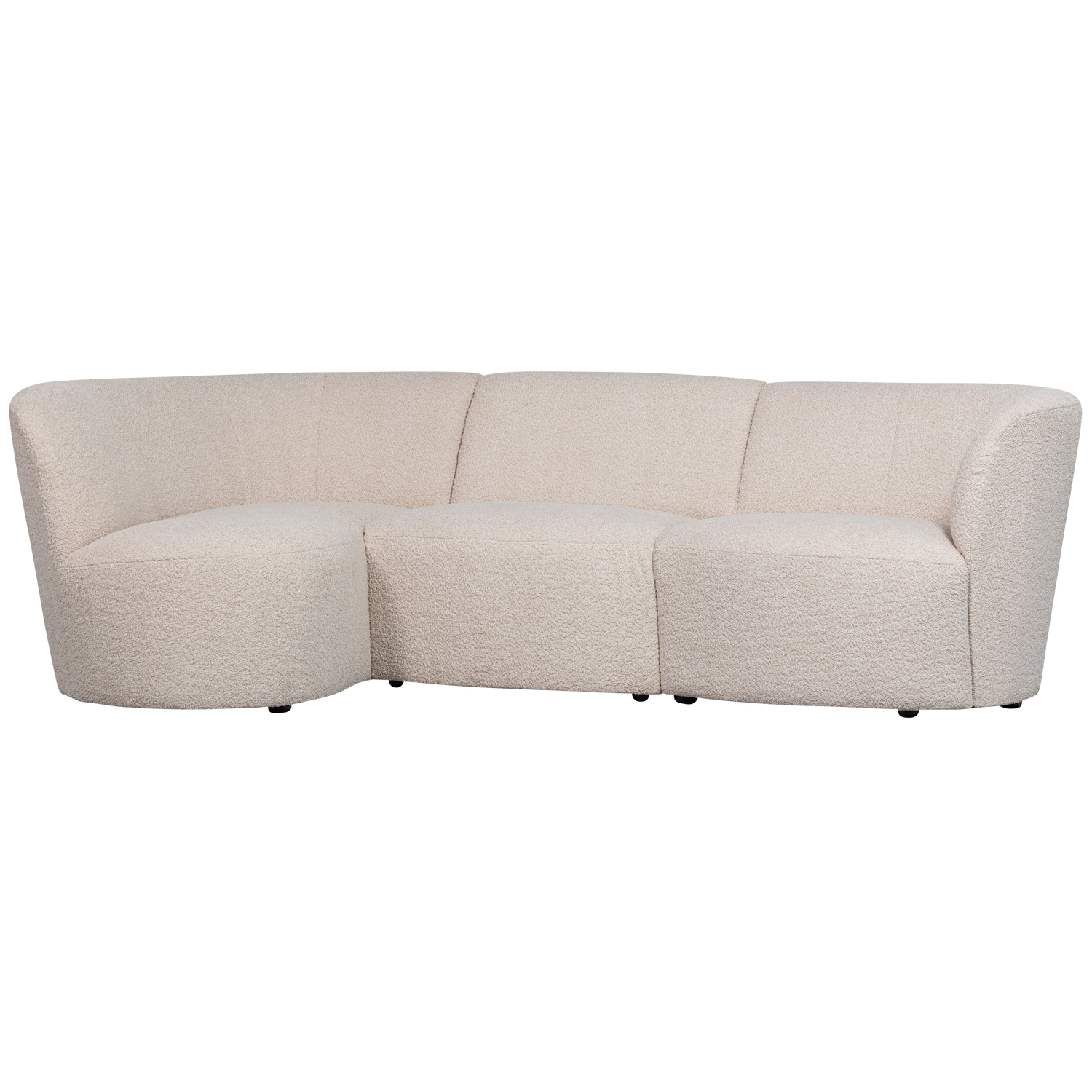 WOOOD Coco 3-Zits Ronding Links - Bouclé - Creme - 70x230x138
