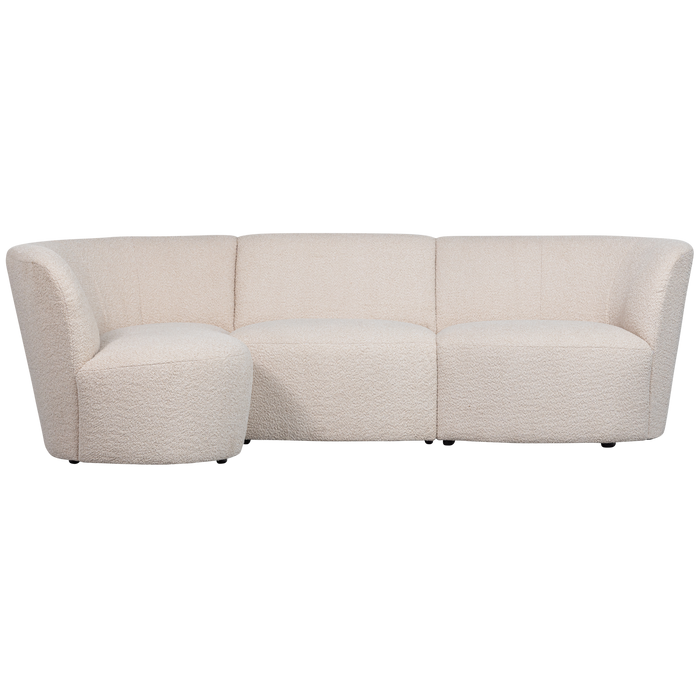 WOOOD Coco 3-Zits Ronding Links - Bouclé - Creme - 70x230x138