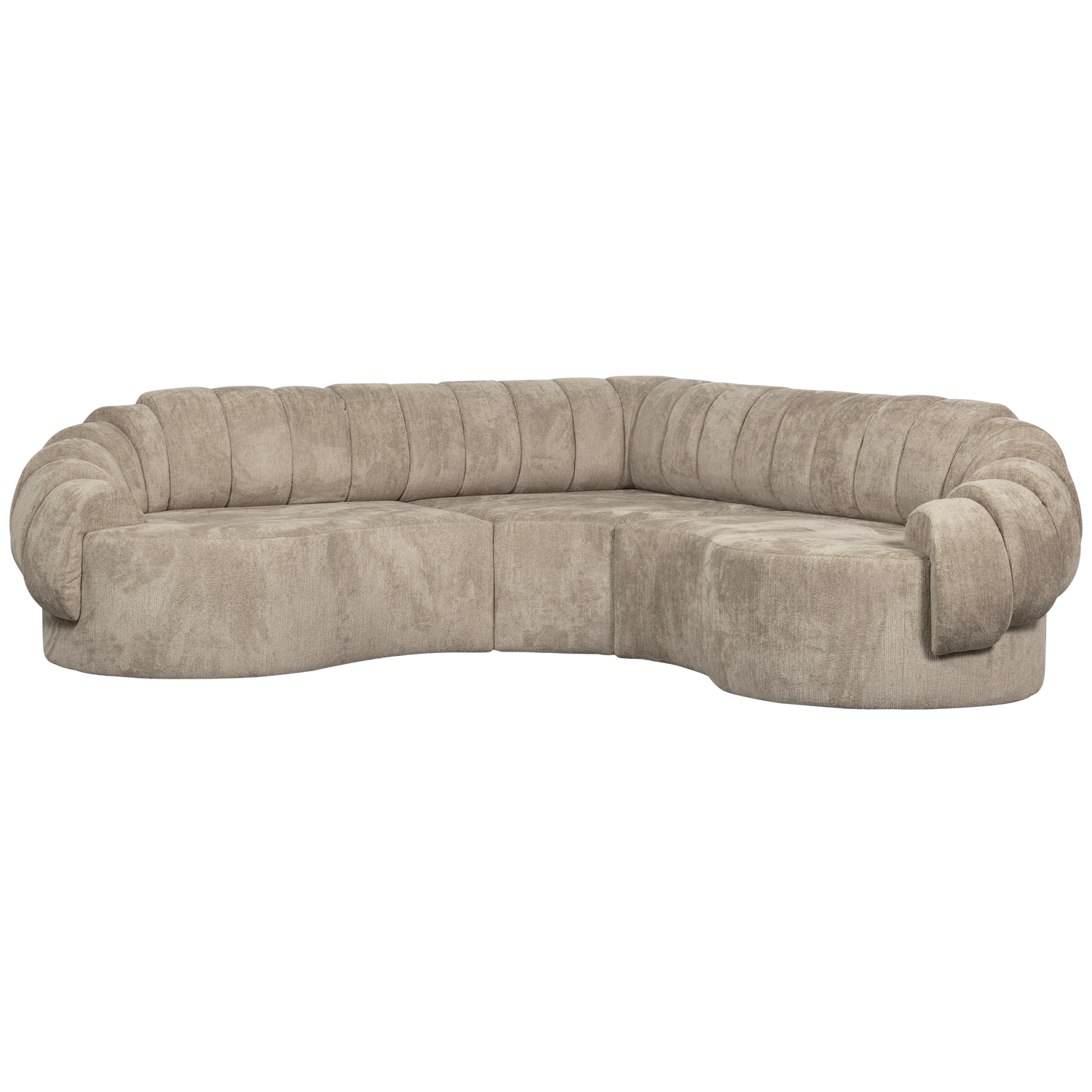 WOOOD Croissant Hoekbank - Polyester - Zand - 83x260x260