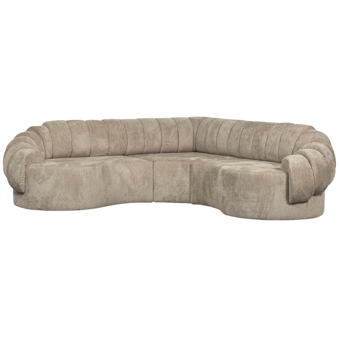 WOOOD Croissant Hoekbank - Polyester - Zand - 83x260x260