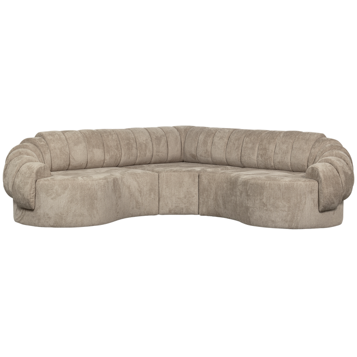 WOOOD Croissant Hoekbank - Polyester - Zand - 83x260x260