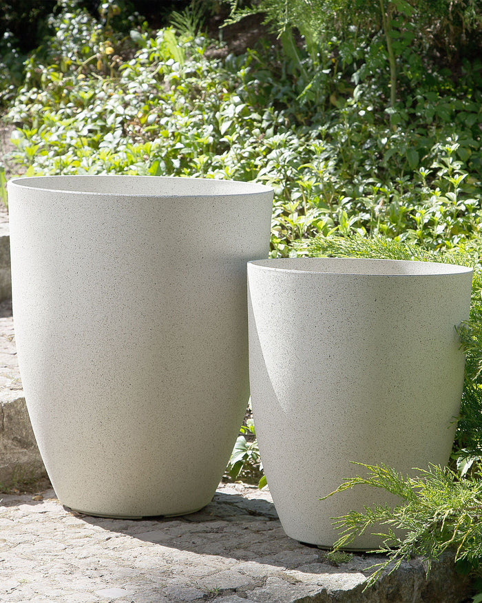 Beliani-CROTON-Bloempot set van 2-Gebroken wit-43 cm-Stenenmix