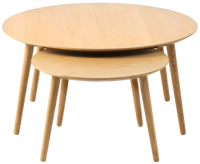 Giga Living - Salontafel Adda Rond Naturel Eiken Set van 2