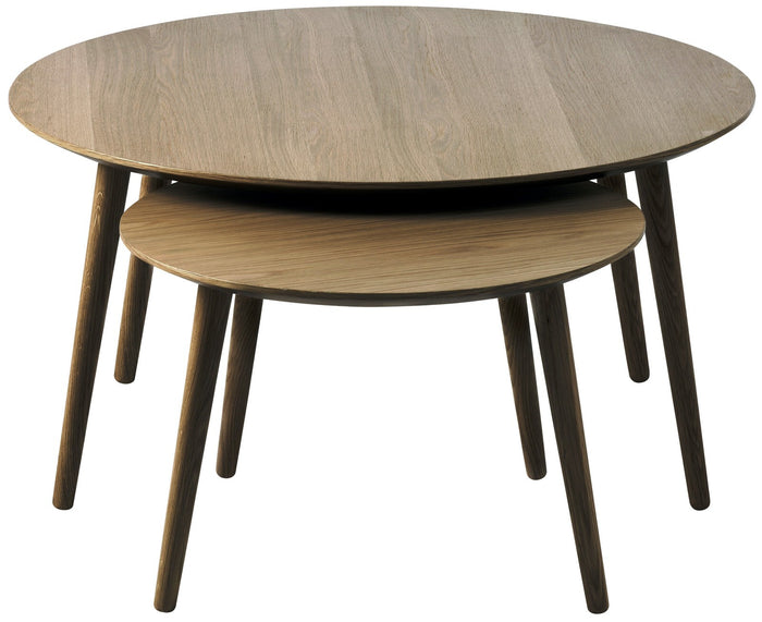Giga Living - Salontafel Adda Rond Smoked Eiken Set van 2