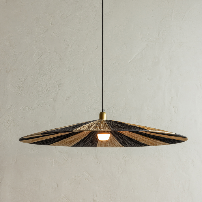 WOOOD Loic Hanglamp - Streep - Zwart|Naturel - 10x95x95